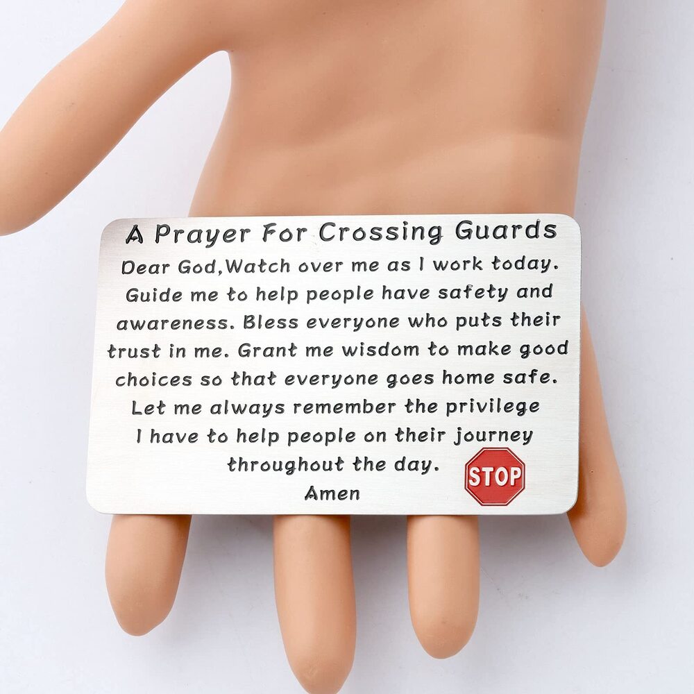 9608 Crossing Guard Wallet Card - Silver, Modern, Unisex - A Prayer View 3